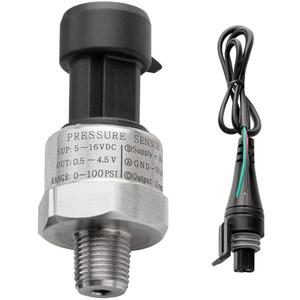 Ronybuy 100 Psi Oil Fuel Pressure Sensor Transducer Sender 1/8" -27 NPT Thread with Harness Kit for Fuel Oil Air Water, 316 Stainless Steel Pressure Regulator 0-100 Psi Switch Sensor Transmitter