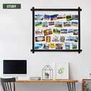 Picture Frames Collage,Photo Display Board With Clips,Hanging Picture Wall Decor for Dorm Graduation Letter Postcard Greeting Card Organizer Holder,Pine Wood,Adjustable Metal Bead String,Large