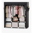 Mavivegue Portable Closet, 50 Inch Wardrobe Closet, Portable Closets for Hanging Clothes with 3 Hanging Rods and 6 Storage Shelves for Bedroom, Black