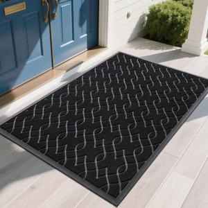 Yimobra Extra Large Door Mat 60x36, All-Season Waterproof Doormat Outdoor Entrance, Heavy Duty Non-Slip Outside Door Mat for Garage Patio Proch Entryway Indoor, Easy Clean, Black
