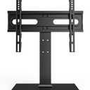 Universal TV Stand - Table Top TV Stand for 27-60 inch LCD LED TVs - 9 Level Height Adjustable TV Base Stand with Tempered Glass Base & Wire Management, VESA 400x400mm