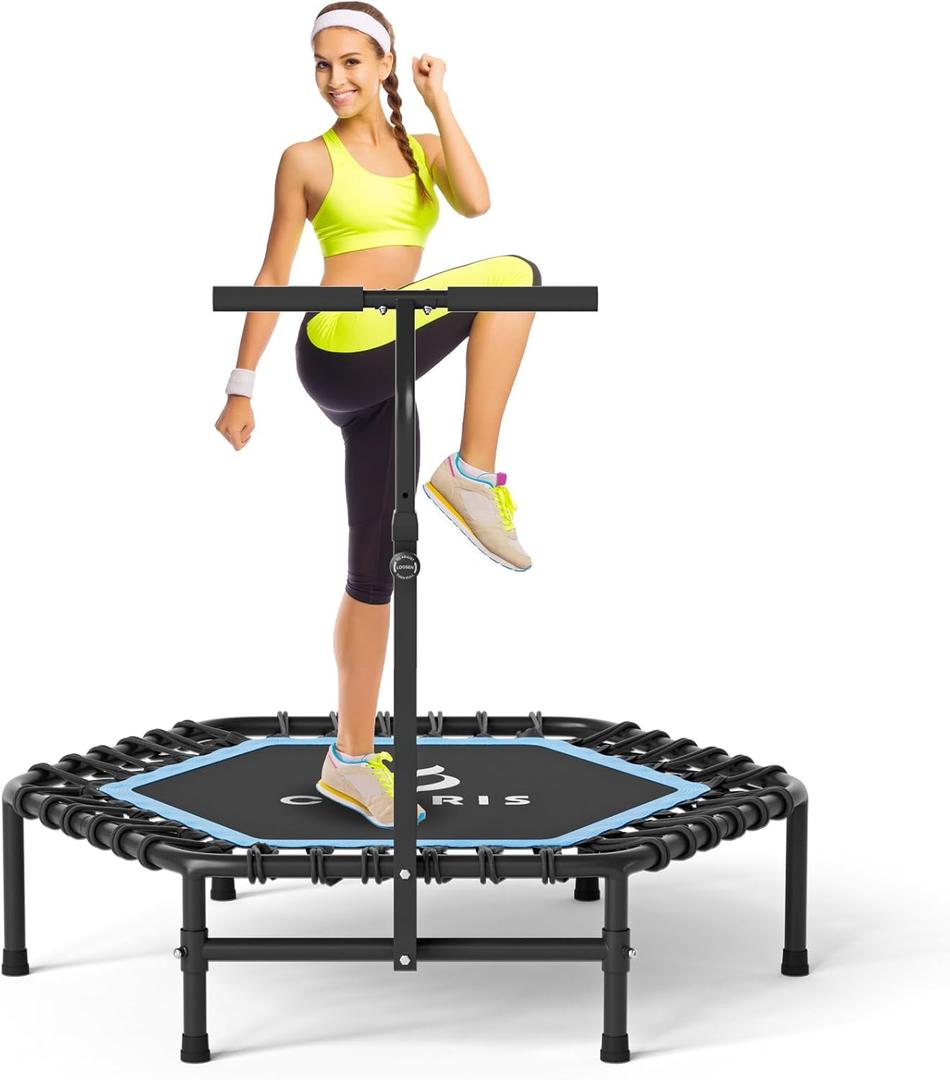 CLORIS 45'' Rebounder Trampoline for Adults - Max Load 450lbs, Trampoline with Adjustable Foam Handle Indoor/Outdoor Fitness Body Exercise (Blue)