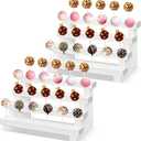 Ameuphercy 2 Pack Wood Cake Pop Stand, 4 Tier Rustic White Lollipop Holder Stand, 44 Holes Cake Candy Dessert Table Display For Wedding, Baby Showers, Birthday, Halloween, Christmas Party