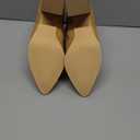 Juliet Holy Women's V Cut Ankle Boots Pointed Toe Stacked Chunky Heel Side Zipper Leather Cutout Western Booties, Beige, Size 9