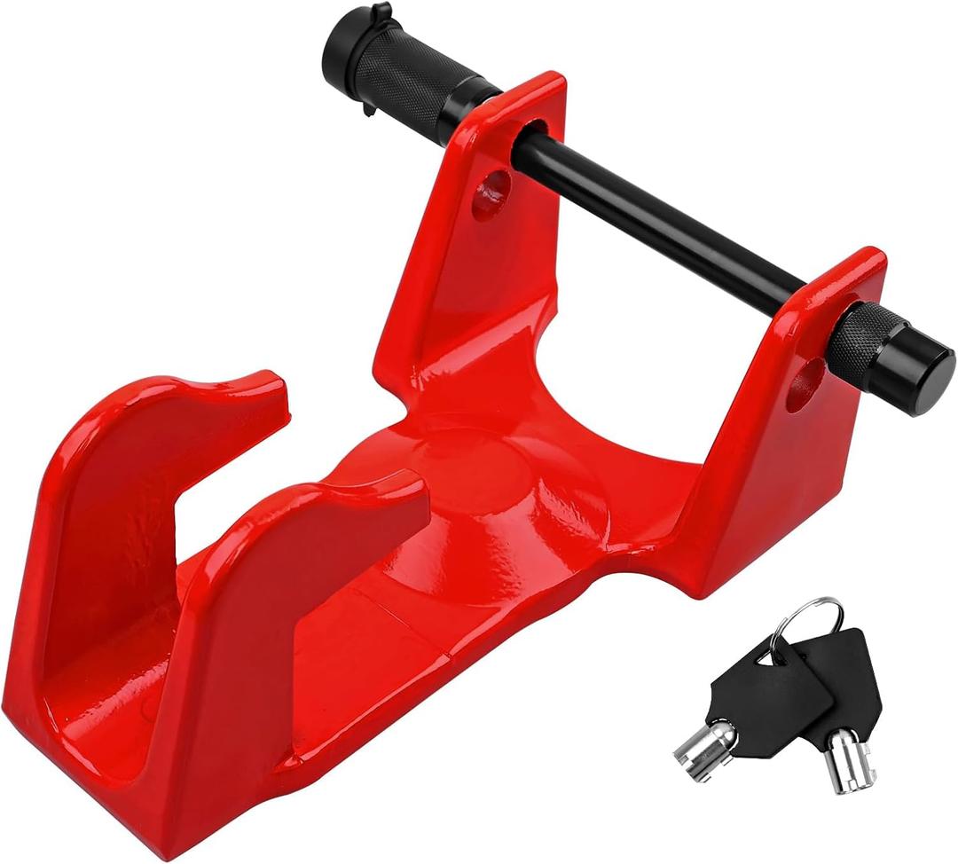 HQPASFY Gooseneck Lock, Gooseneck Trailer Hitch Locks Model TL-50 Coupler Trailer Lock, Gooseneck Hitch Lock Fit for Heavy Trailers, Livestock Haulers and RVs - Red (with Pin Lock)