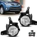 Fog Lights Assembly for 2013 2014 2015 Toyota Rav4 Replacement Kit with Wiring and Switch H16 12V 19W Halogen Bulbs, (Clear Lens)
