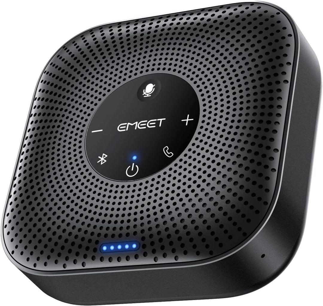 EMEET Conference Speakerphone M0 Plus, 4 AI Mics 360 Voice Pickup, Noise Reduction, USB C Speaker, Bluetooth Conference Speaker for 8 People w/Daisy Chain for 16 Compatible with Leading Software