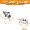 3 x Motorcycle Battery Terminal Bolts and Nuts,Hincell 24pcs 304 Stainless Stee ATV Battery Bolt Motorcycle Battery Terminal Screws with Square Nuts(M6x16mm)