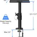 suptek Clamp-on Speaker Stand Desk Mount Set, Height Adjustment, Tilt, Swivel, 9.6 x 8.8 inch Trays, Universal Audio Holders for Computer and Bookshelf Speakers, Elevated Sound, 2 Pack, Black, SDM001B