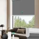 Allesin Motorized Roller Blinds with Remote Control for Windows, 100% Blackout Smart Shades with Quiet Motor, Dry Battery Powered Electric Blind (Smoky Gray 36" W x 72" H)