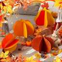 Leinuosen 72 Pcs/24Sets Fall Crafts Large Wooden 3D Pumpkin Cutouts 8 Inch Unfinished Wooden Slices to Paint Table Centerpieces Decor for Thanksgiving Autumn Party Tiered Tray Decor(Solid)