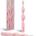Smokeless Pink Spiral Taper Candle Handmade Unscented Taper Candlesticks 10 Inch Long Twisted Candles for Candlelight Dinner Decor Wedding Women Gifts 2 Pcs