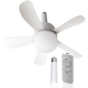 Wunder Cool Socket Fan Light, Small Ceiling Fans with Lights & Remote, E26 Base Screw in Ceiling Fan in Light Socket Fan Light Bulb with 5 Light Modes & 3 Fan Speed Levels