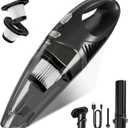 Handheld Vacuum Cordless, Rechargeable Car Vacuum Cleaner with Multiple Attachments, Portable Hand Held Vacuum Suction Power, Mini Vacuum for Car, Home, Pet Hair, Office, Desk, Keyboards Black Silver