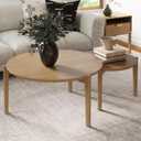 Nathan James Kendall Round Modern Nesting Coffee Set of 2, Stacking Living Room Accent Tables, Light Brown