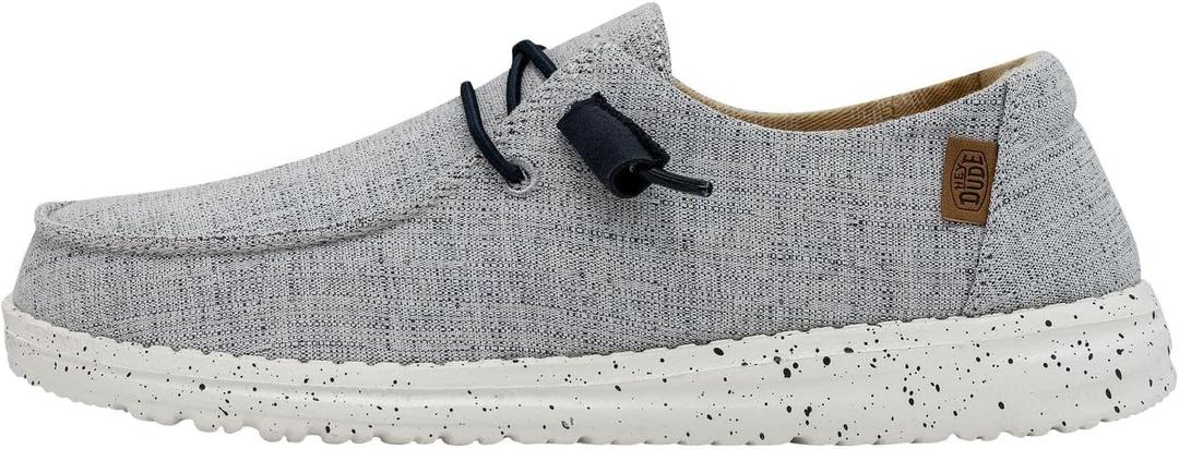 HEYDUDE Women's Wendy Chambray Lace-Up Loafers (6, White Blue 2)