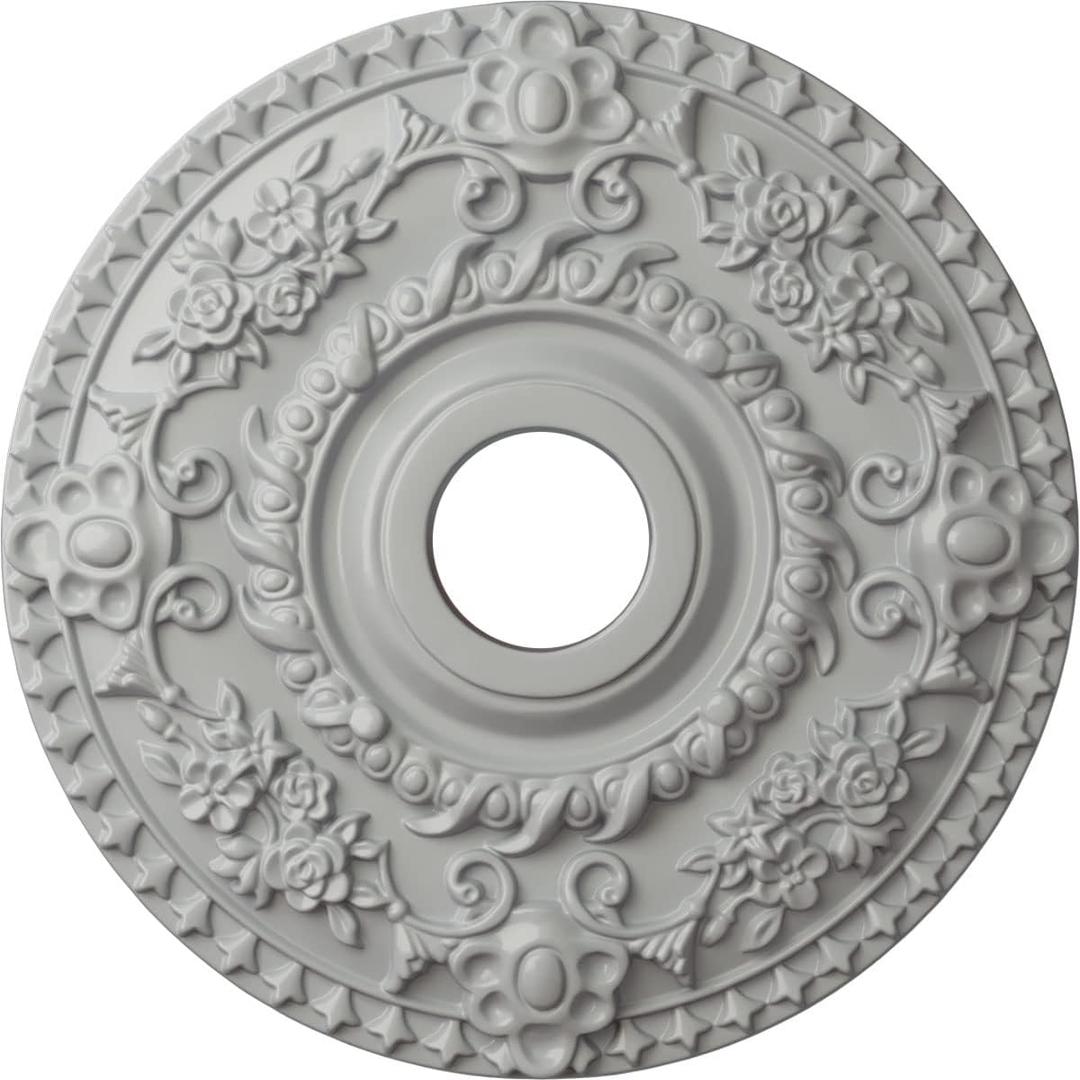 18"OD x 3 1/2"ID x 1 1/2"P Rose Ceiling Medallion (Fits Canopies up to 7 1/4"), Hand-Painted Frost
