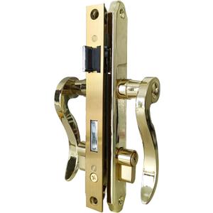 Grisham (Polished Brass) Hinged Patio Door System with Lever Handle Mortise Lock Set Brass- Perfect for Screen and Storm Door Replacement