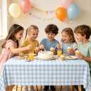 Blue Gingham Tablecloth,4pcs Blue and White Checkered Tablecloth | Rectangular Light Blue Gingham Plastic Tablecloth for Boy Baby Shower,Picnic,Birthday,Wedding,Party,55*108 Inch
