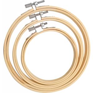 Cldamecy 3 Pieces Embroidery Hoops 4/5/6 inch,Round Bamboo Adjustable Frame Circle Ring Hoops for Embroidery,Cross Stitch,Ornament and Art Craft Sewing
