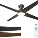 addlon Ceiling Fans with Lights, 52 Inch Low Profile Ceiling Fan with Light and Remote Control, Flush Mount, Reversible, 3CCT Dimmable 4 Blades Black Small Ceiling Fan for Bedroom Indoor/Outdoor Use