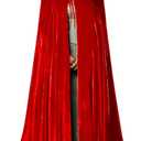 Unisex Adult Black Witch Cape Full Length Hooded Robe Cloak Halloween Dress Up Parties (Red-1)