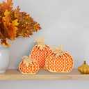 Fall Pumpkin Decor, Thanksgiving Fall Decorations for Home, Wooden Pumpkin Autumn Decor, 3 PCS Handmade Crafts, Thanksgiving Decorations for Indoor, Home Table Tiered Tray Mantel (4-8 Inch)