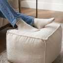 ZICOTO Beautiful Boucle Pouf Ottoman and Foot Rest - Elevate Your Living Room Decor with Lightweight Comfort and Charm - A Round Modern Foam Filled Foot Stool Perfect to Rest Your Feet (Beige)
