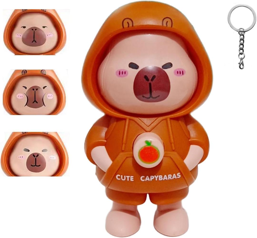 Face Changing Capybara Keychain, Cute Capybara Figure Keychains Gifts Animal for Women Men Car Key Handbag Backpack Birthday