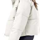 Women's Winter Cropped Puffer Jacket 2023 Long Sleeve Lightweight Zip Short Jacket Coat with Pockets (White, M)