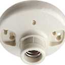 Leviton Lampholder, Incandescent, Medium Base, One Piece, Keyless, Glazed Porcelain, Outlet Box Mount, Single Circuit, 4 Quick Wire Push In with Case Lip, Top Wired, 9883