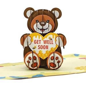 CUTPOPUP Get Well Soon Card Pop Up, Birthday 3D Greeting Card (Teddy Bear)