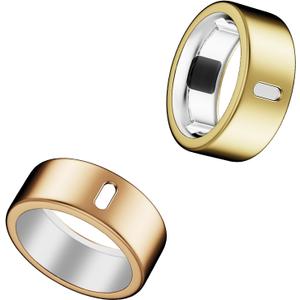 Cover Compatible for Oura Ring 4/Gen 3 Horizon/Gen 3 Heritage,Charging Directly,Ultra-Thin Rugged TPU Polished Elastic Ring Finger Sleeve Protector for Workout Gym Women Men -Gold+Rosegold, Size 9