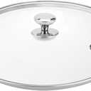 Glass lid for Large Pots and Pans, 14 Inch Cover for Replacement, Clear Commercial Lid for Cookware Cooking, Frying Pans, Sauce Pan (Stainless Steel)
