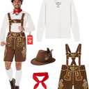 Morph Lederhosen Men Costume, Oktoberfest Costumes Mens, German Festival Costume, Halloween Costumes for Men (Large)