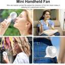 2 x 2 IN 1 Portable Mini Handheld Fan with Keychain Stand, Personal Powerful Cooling Fan, Small Battery Operated Table Fan, Quiet Hand Fan, USB Rechargeable, Birthday Gifts for Women Mom (White)