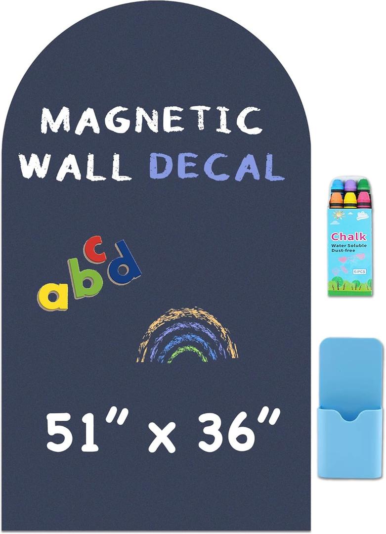 Large Arch Magnetic Wall Decal - 51" x 36" Matte Finish Chalkboard Sticker for Wall - Magnetic Board for Playroom, Home Classroom(Deep Grey)
