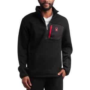 Spyder Mens Quarter Zip Pullover Sweater - Performance Fleece 1/4 Zip Pullover Mens Golf Shirts for Workout Hiking Running (Small, Black)