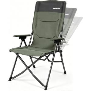 OUTSIDER Oversized 3-Position Camping Chair, Portable Folding Chair Heavy Duty for Adults Supports 400 LBS for Outdoor Camping Lawn, Backpacking, with High Back,Carry Backpack, Hook Ports, Green, Standard
