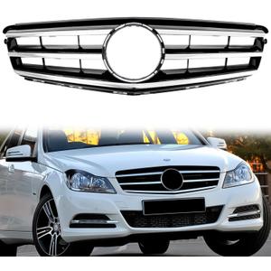 C300 Grill Front Grille for Mercedes Benz W204 C Class C250 C300 C350 C200 2008-2014, NOT Fit for C63 AMG Style Chrome Black Sport Style