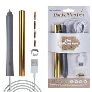 Find Scrapblooms Foil Quill Pen Starter Kit with 4 Size Metal Tips &1pc Heat Activated Foil Rolls, Hot Foiling Pen for Card Making Scrapbooking Tools,USB Powered (Grey)