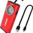 NEBO Slim Pocket Flashlight | 500 Lumens, Rechargeable Mini EDC Work Light, Magnetic Base & Dimmable Brightness, Durable & Water Resistant, Includes Charging Cable  Red