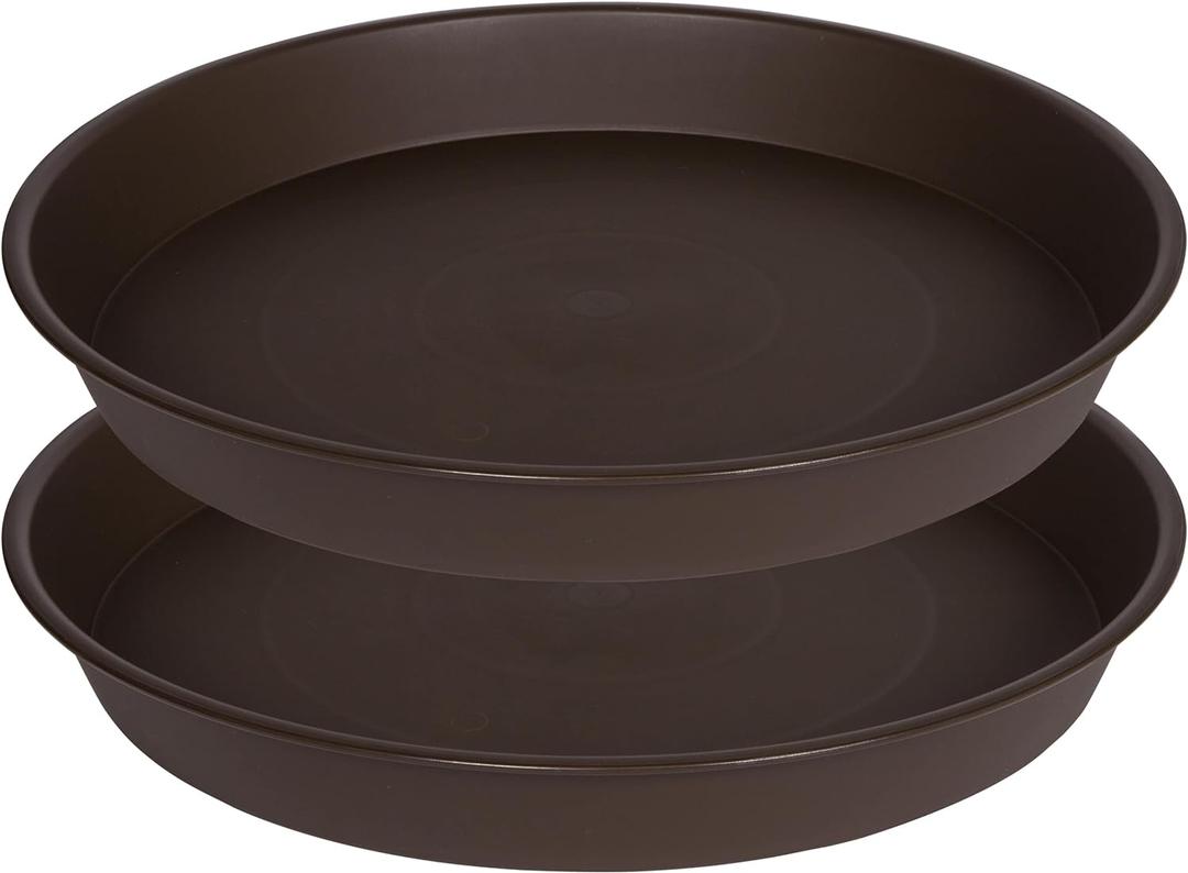 2 Pack of 14 Inch Bird Bath Tray, 10 12 14 16 18 20 Inch Large Plastic Bird Bath Bowls Only, Deep Durable Birdbaths for The Garden, Plant Trays for Planter 12-15" (14", Brown)