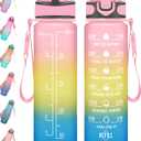 Enerbone 32 oz Drinking Water Bottle with Times to Drink and Straw, Motivational with Carrying Strap, Leakproof BPA & Toxic Free, Ensure You Drink Enough Water for Fitness Gym Outdoor
