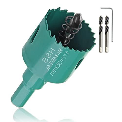 Qjaiune 1-3/8 Inch / 35mm Hole Saw with Arbor, 1.375 Inch Hole Saw HSS Bi-Metal Hole Cutter Smoothly Cutting in Cornhole Boards, Plastic, Wood, Fiberboard, Drywall