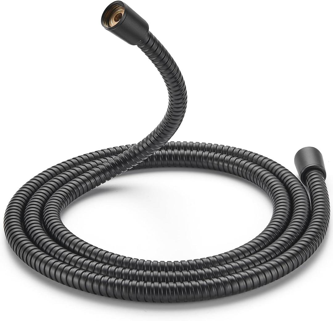 Cobbe 70" Shower Hose Extra Long, Handheld Shower Head Extension Hose Replacement with Gaskets & Sealing Tape, 304 Stainless Steel Hose for Bathroom, RV (Matte Black)