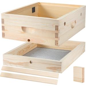 Thyle 10 Frame Beehive Candy Board and Quilt Box Combo Set, Assembled Bee Candy Boards Feeder Beehives Boxes Moisture Quilt Box for Honey Candy Feed Bees Winter Preparation for Beekeepers