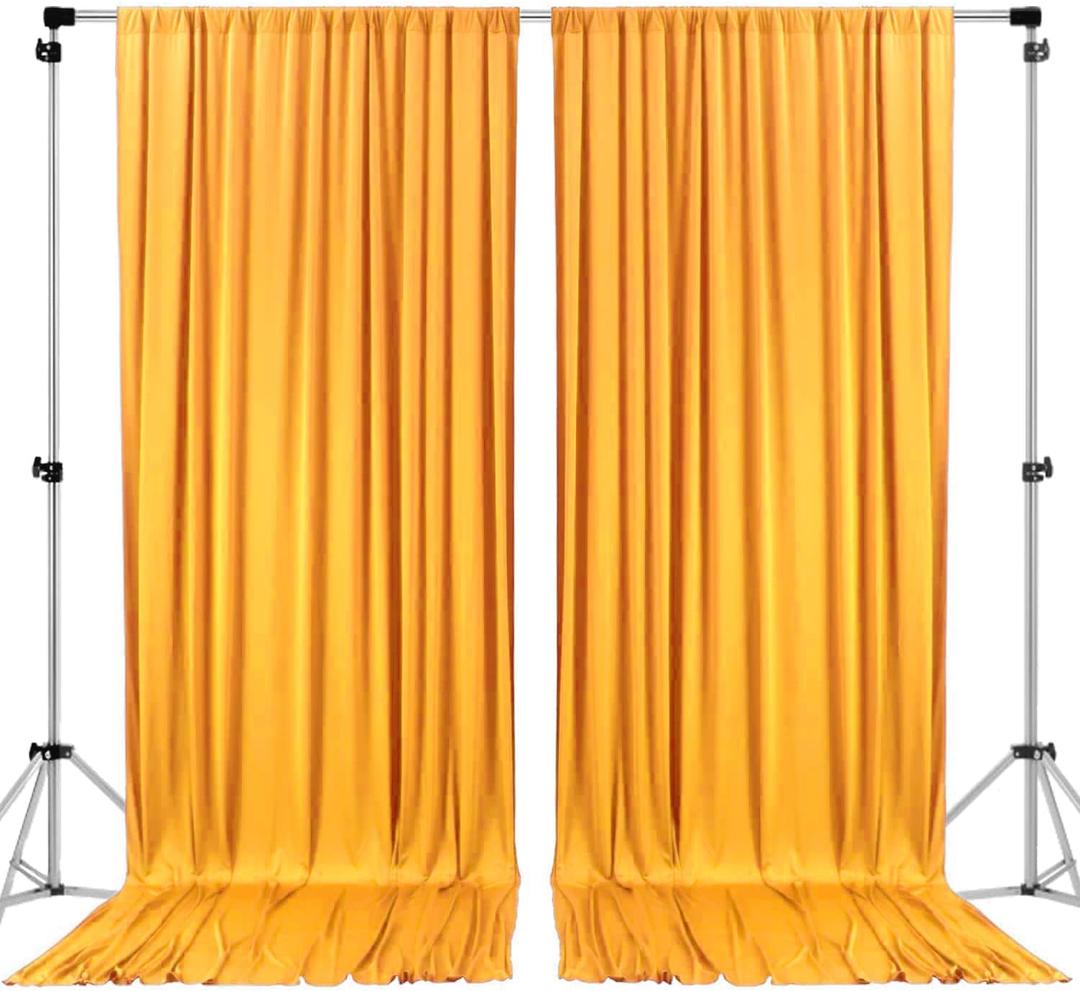 AK TRADING CO. 10 feet x 8 feet IFR Polyester Backdrop Drapes Curtains Panels with Rod Pockets - Wedding Ceremony Party Home Window Decorations - Marigold