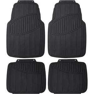 4-Piece Floor Mats, Trim-to-Fit All-Weather Mats for Cars, Trucks, SUVs — Black