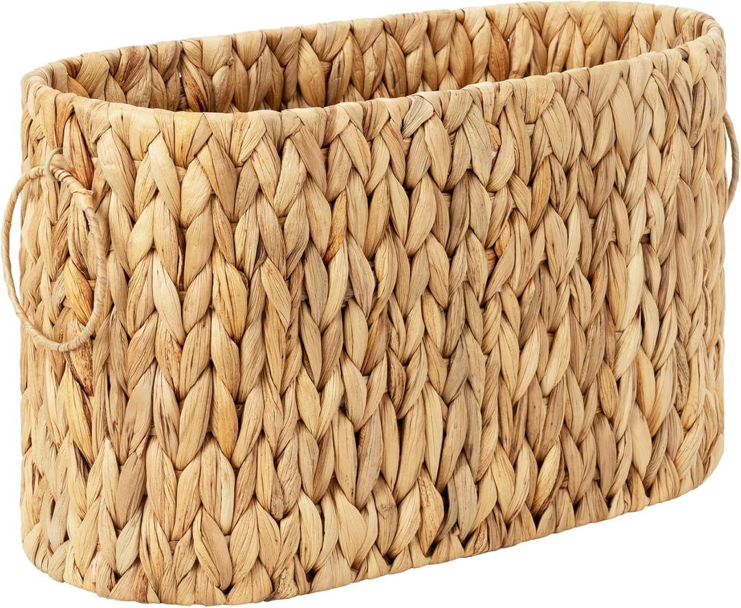 StorageWorks Toilet Paper Storage, Toilet Paper Storage Holder for 6 Regular Rolls, Wicker Basket for Bathroom, Natural Water Hyacinth